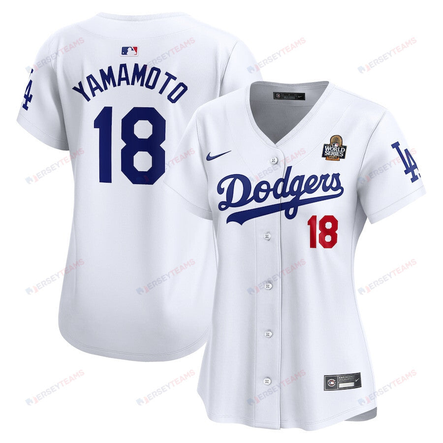 Yoshinobu Yamamoto 18 Los Angeles Dodgers Women's 2024 World Series Limited Player Jersey - White