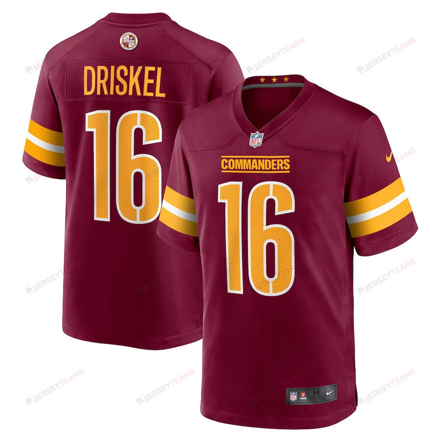 Jeff Driskel 16 Washington Commanders Game Men Jersey - Burgundy