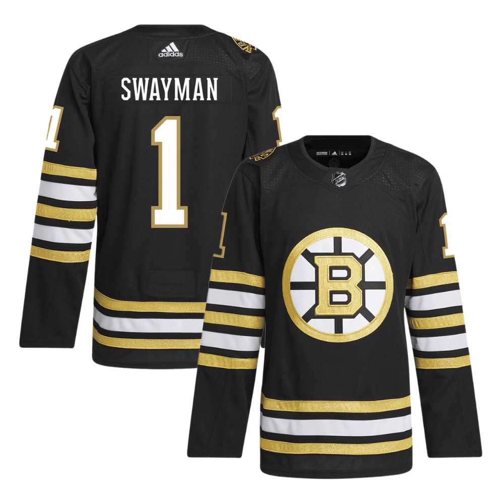 Jeremy Swayman 1 Boston Bruins 100th Anniversary Primegreen Home Men Jersey - Black