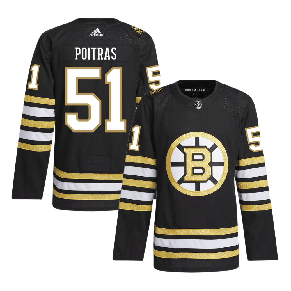Matthew Poitras 51 Boston Bruins 100th Anniversary Primegreen Home Men Jersey - Black