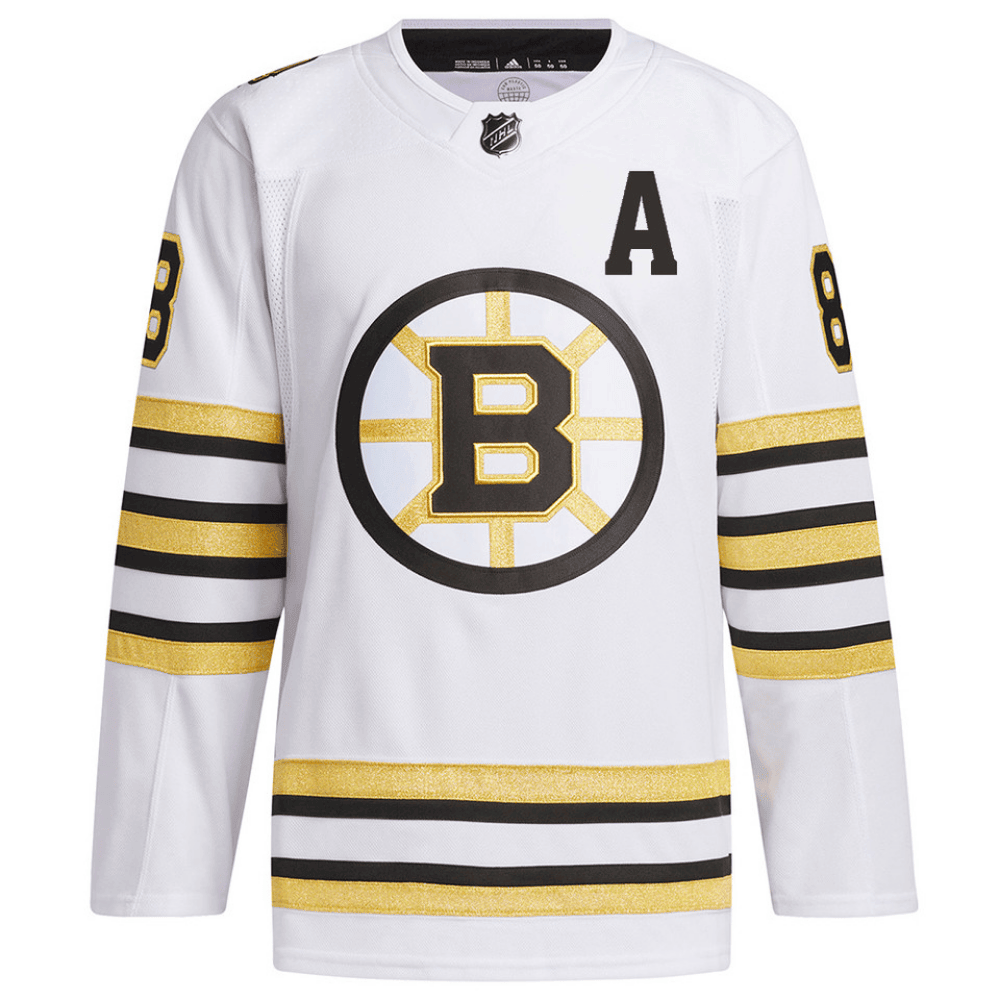 David Pastrňák 88 Boston Bruins 100th Anniversary Primegreen Away Men Jersey - White