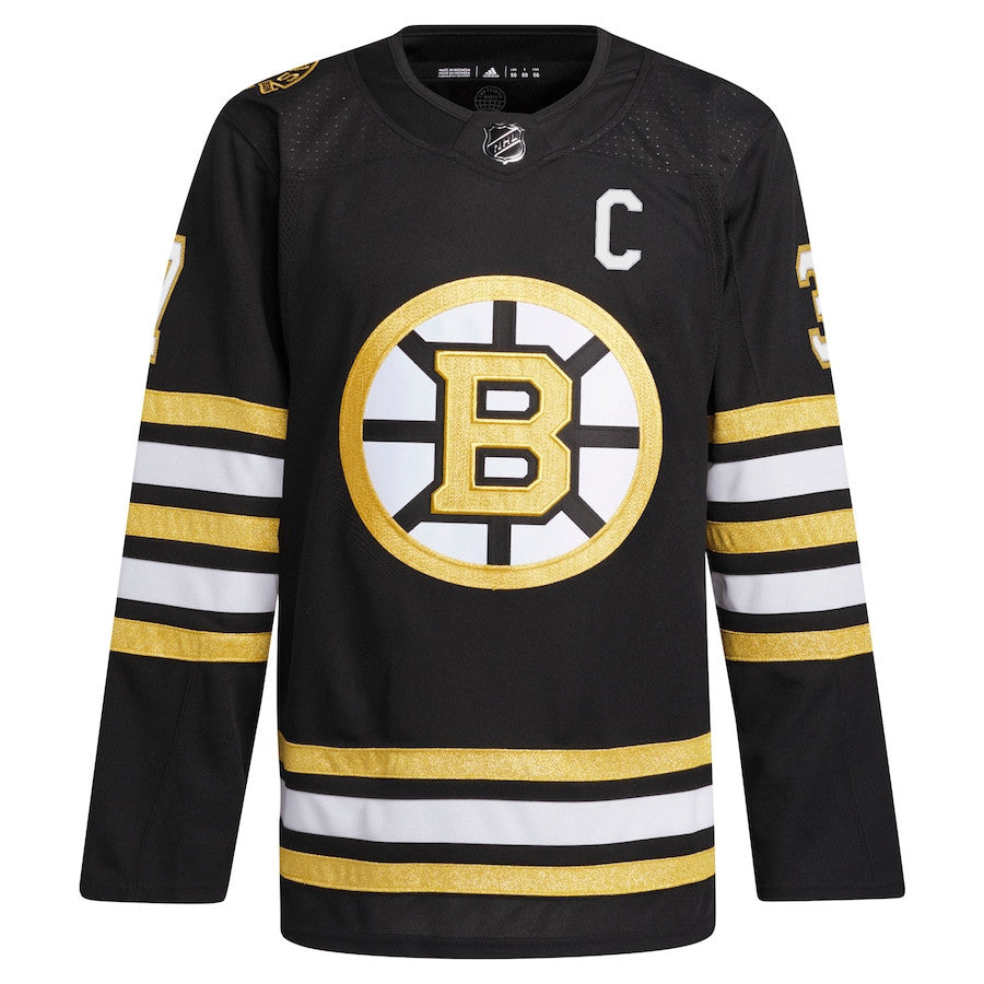 Patrice Bergeron 37 Boston Bruins 100th Anniversary Primegreen Home Men Jersey - Black