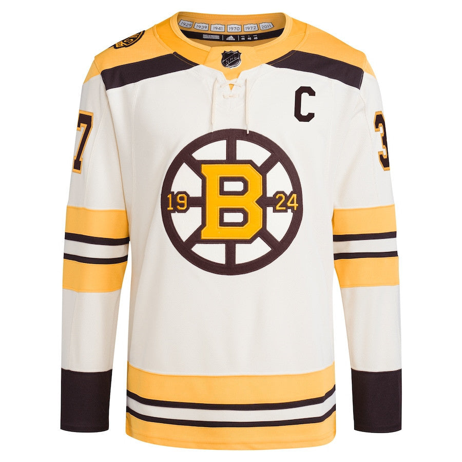 Patrice Bergeron 37 Boston Bruins 100th Anniversary Primegreen Third Men Jersey - Cream