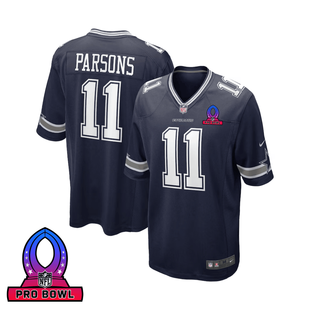 Micah Parsons 11 Dallas Cowboys 2025 Pro Bowl Patch Game Men Jersey - Navy
