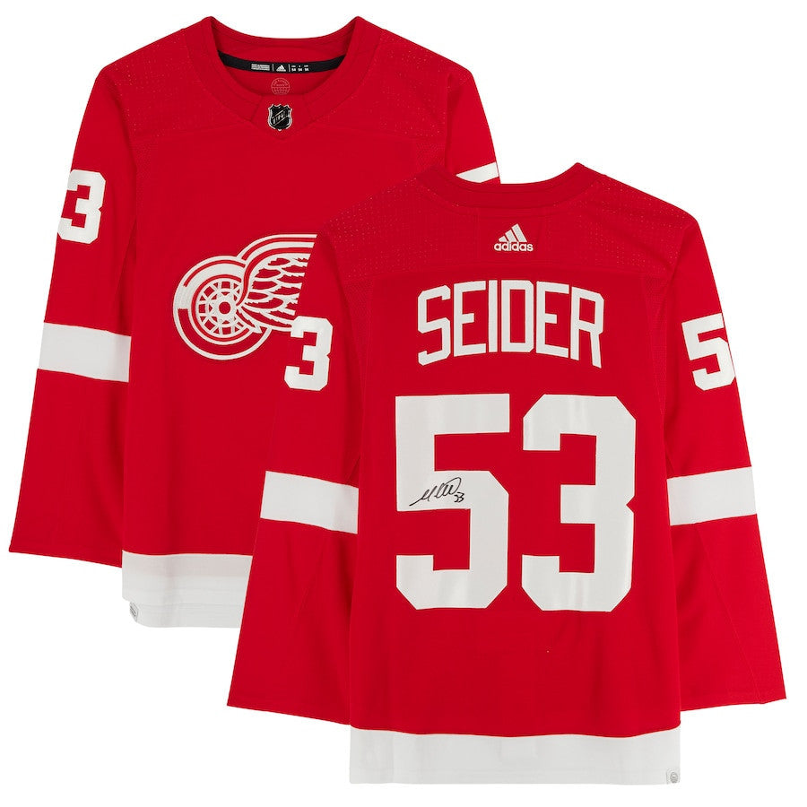Moritz Seider 53 Signed Detroit Red Wings Autographed Jersey - Red