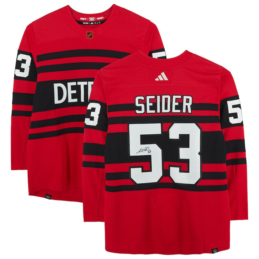Moritz Seider 53 Signed Detroit Red Wings Autographed 2022/23 Reverse Retro Jersey - Red