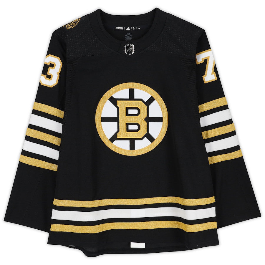 Charlie McAvoy 73 Signed Boston Bruins Autographed 100th Anniversary Patch Jersey - Black