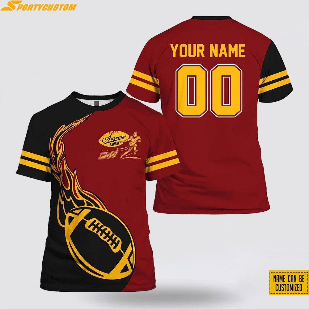 Atlanta Falcons Fire Ball Custom Name & Number All Over Printed T-Shirt - Black/Red