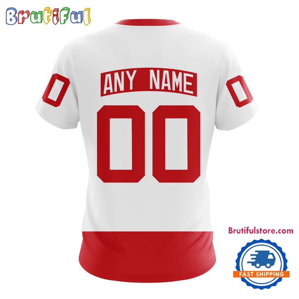 Detroit Red Wings 2025 Stadium Series Design Custom Name Number All Over Printed T-shirt - White