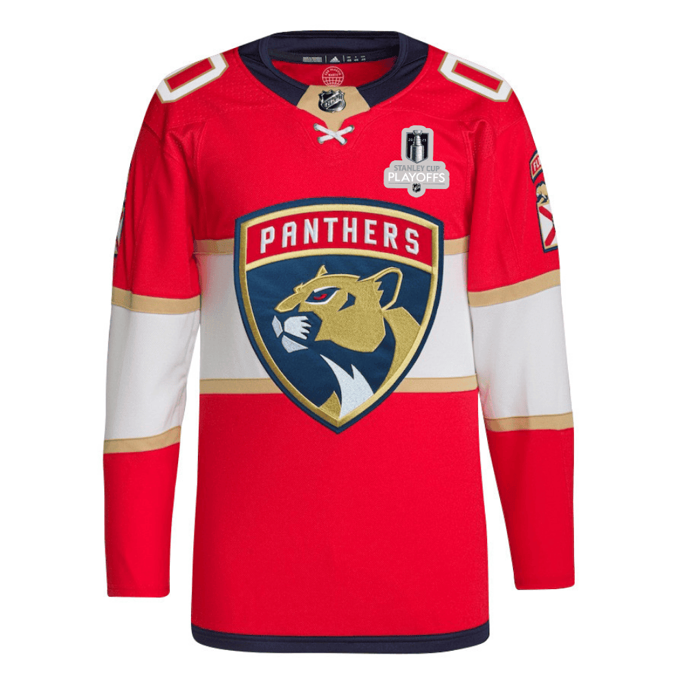Florida Panthers 2025 NHL Playoffs Patch Home Men Custom Jersey - Red