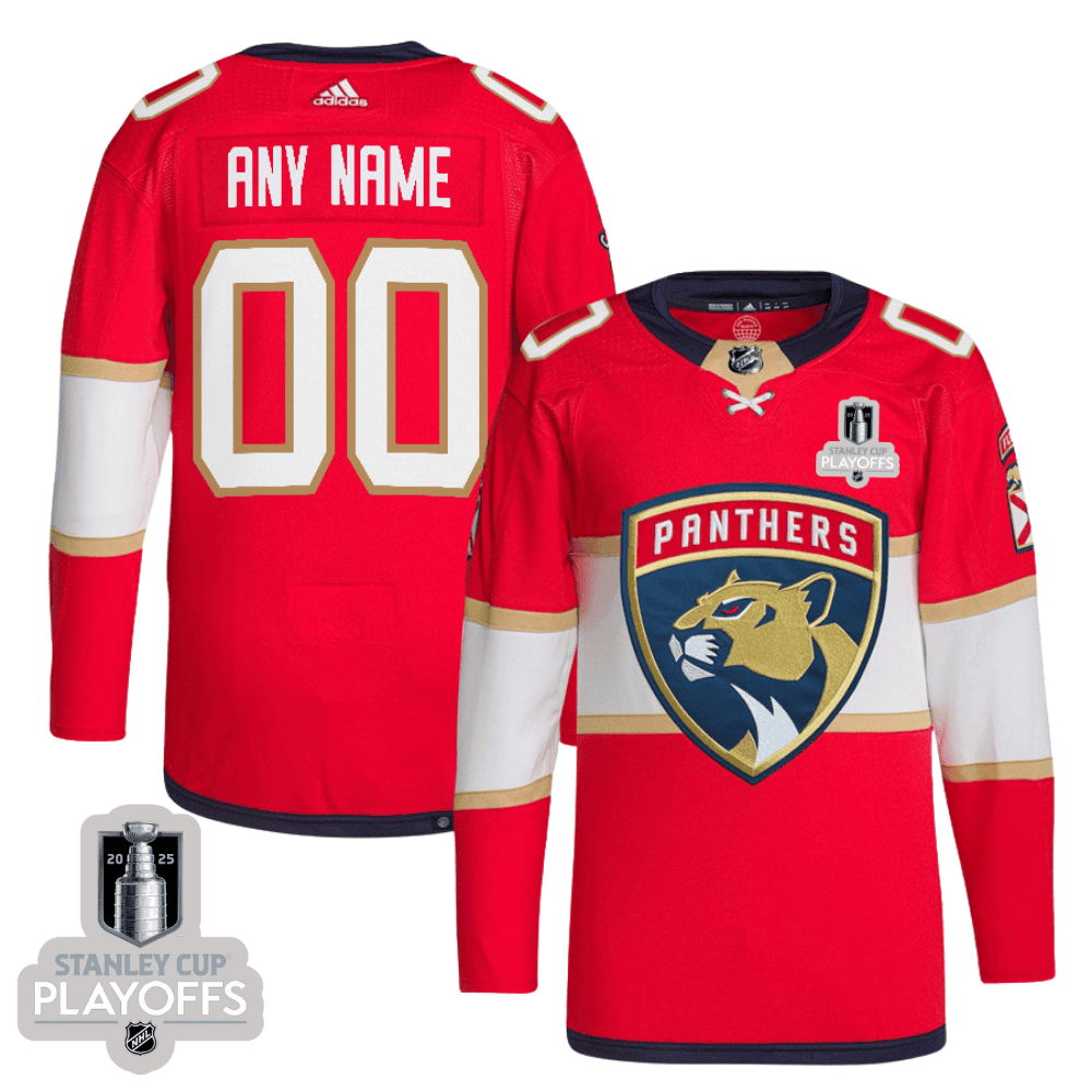 Florida Panthers 2025 NHL Playoffs Patch Home Men Custom Jersey - Red