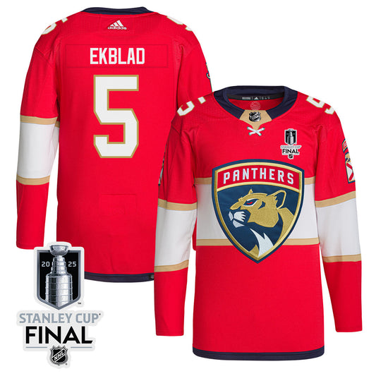 Aaron Ekblad 5 Florida Panthers 2025 STANLEY CUP Final Patch Home Men Jersey - Red