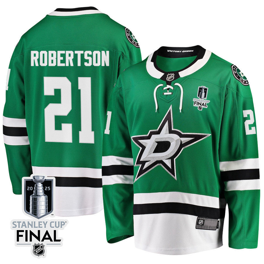 Jason Robertson 21 Dallas Stars 2025 STANLEY CUP Final Patch Home Men Jersey - Black