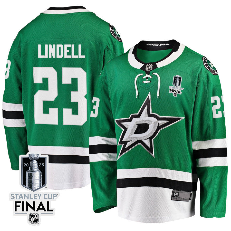 Esa Lindell 23 Dallas Stars 2025 STANLEY CUP Final Patch Home Men Jersey - Black