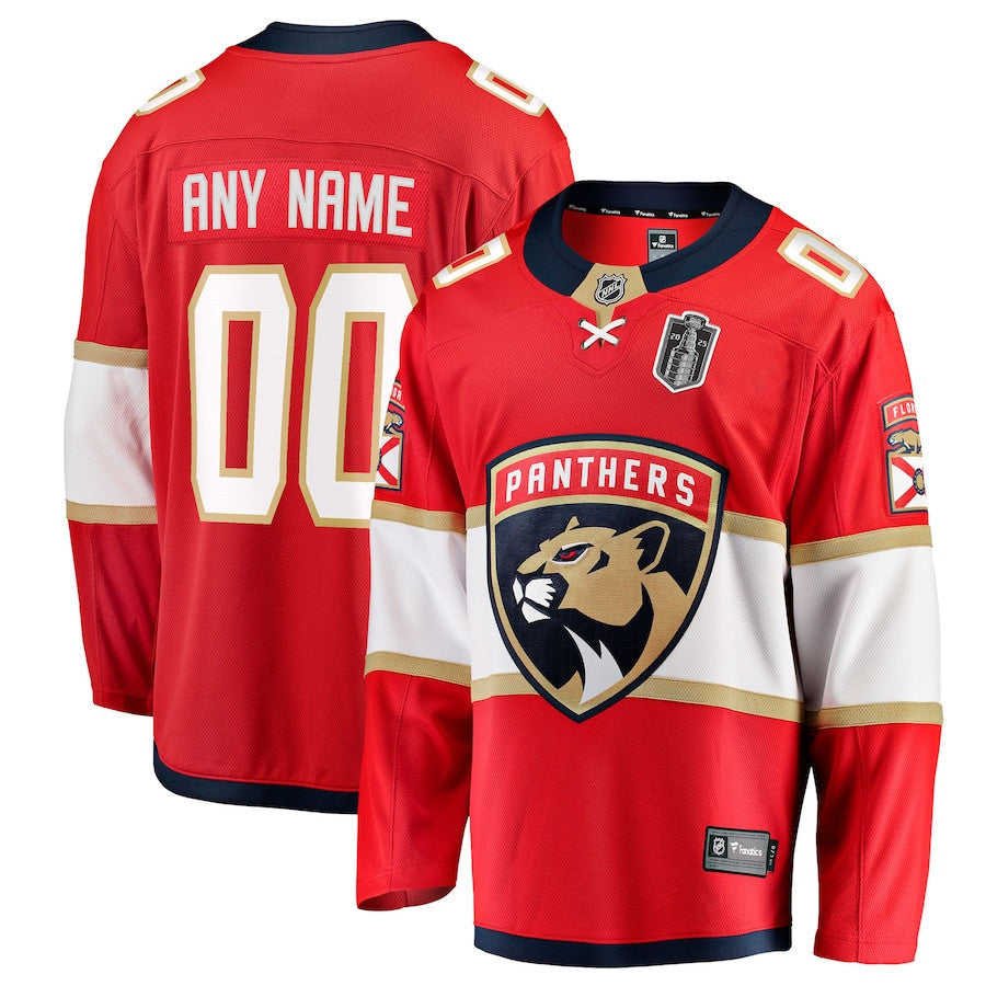 Florida Panthers 2025 Stanley Cup Final Home Breakaway Custom Men Jersey - Red