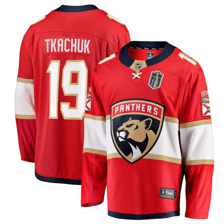 Matthew Tkachuk 19 Florida Panthers 2025 Stanley Cup Final Home Breakaway Men Jersey - Red