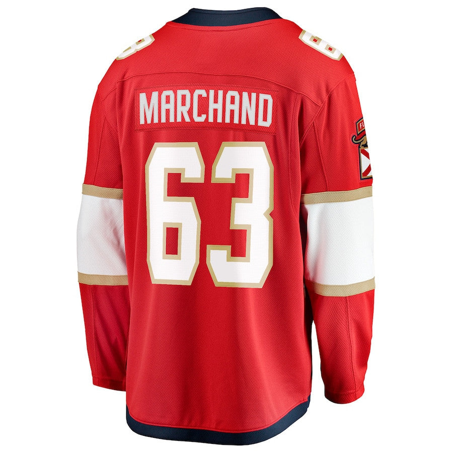 Brad Marchand 63 Florida Panthers 2025 Stanley Cup Final Home Breakaway Men Jersey - Red