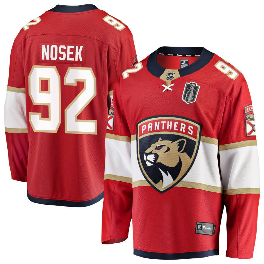 Tomas Nosek 92 Florida Panthers 2025 Stanley Cup Final Home Breakaway Men Jersey - Red