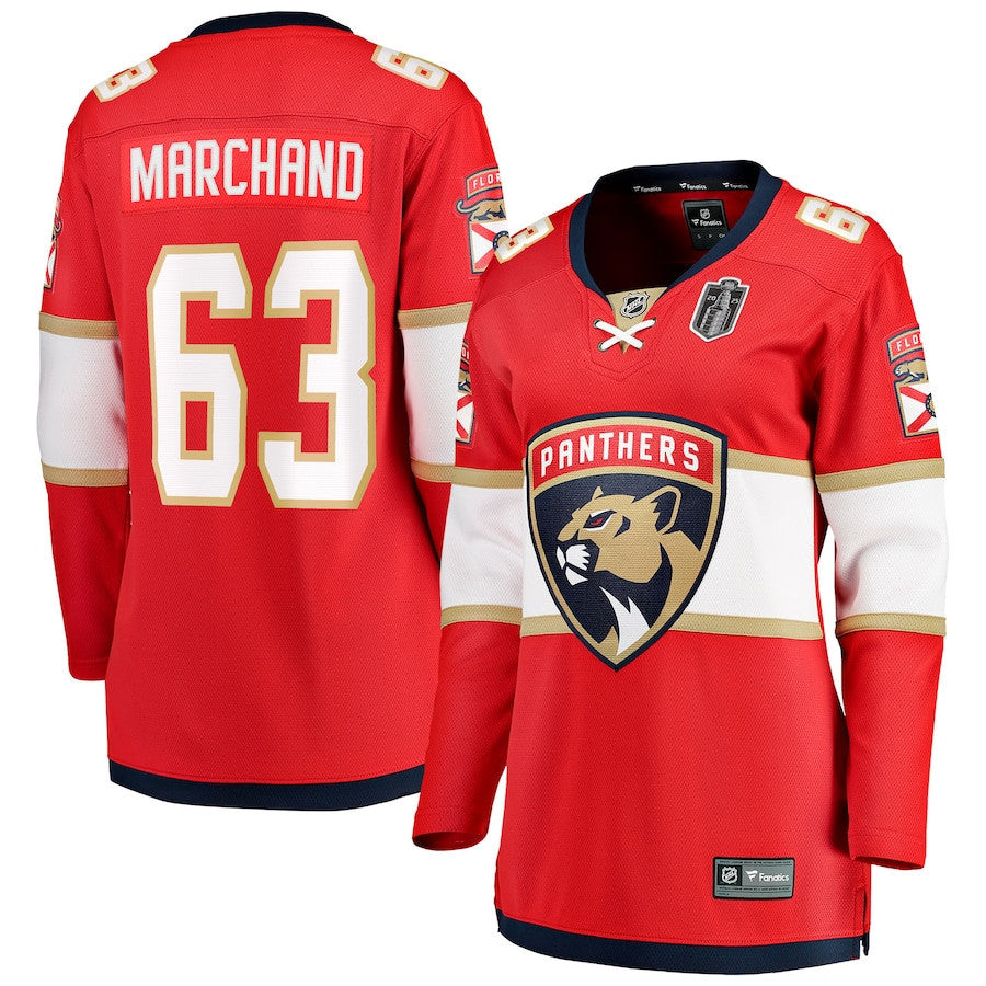 Brad Marchand 63 Florida Panthers 2025 Stanley Cup Final Home Breakaway Women Jersey - Red