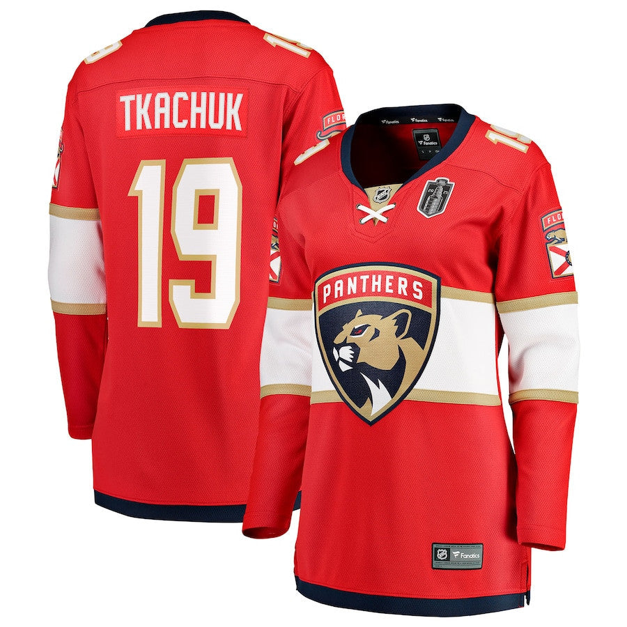 Matthew Tkachuk 19 Florida Panthers 2025 Stanley Cup Final Home Breakaway Women Jersey - Red