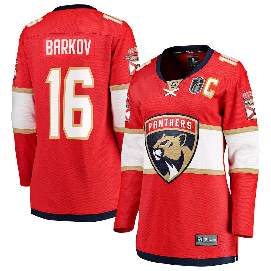 Aleksander Barkov 16 Florida Panthers 2025 Stanley Cup Final Home Breakaway Women Jersey - Red