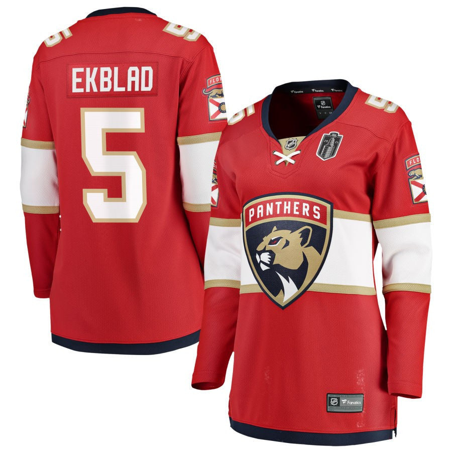 Aaron Ekblad 5 Florida Panthers 2025 Stanley Cup Final Home Breakaway Women Jersey - Red