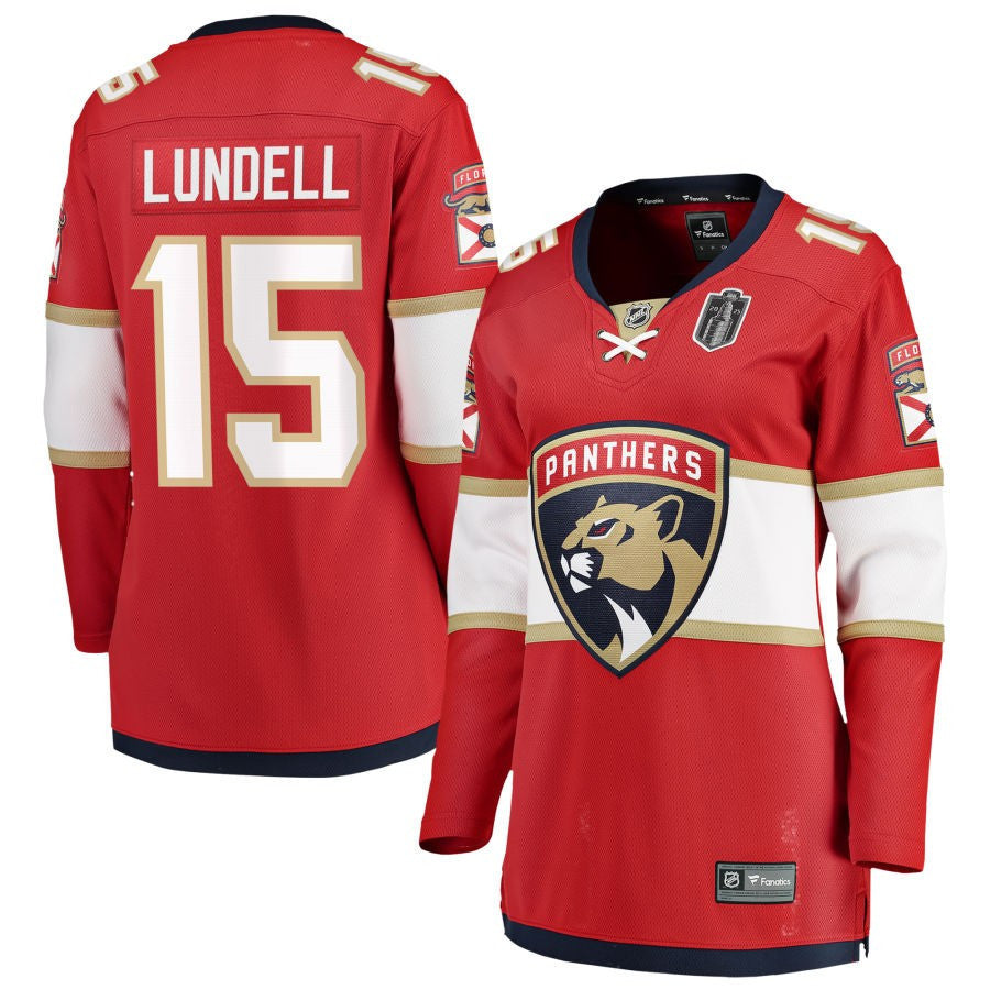 Anton Lundell 15 Florida Panthers 2025 Stanley Cup Final Home Breakaway Women Jersey - Red