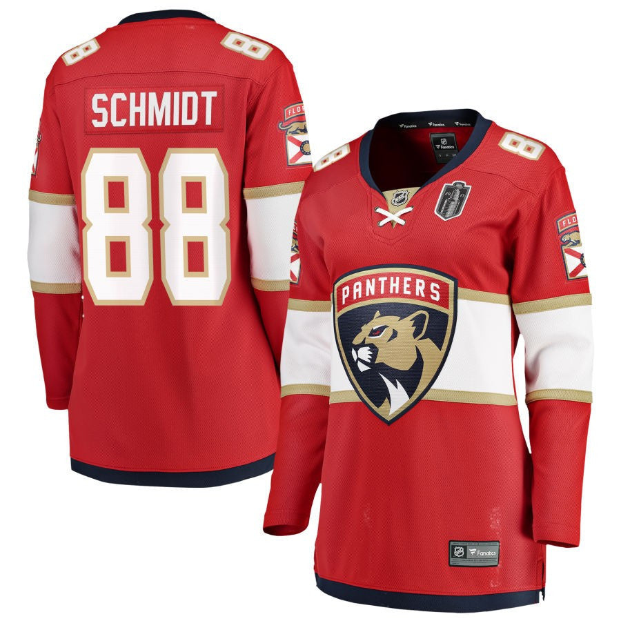 Nate Schmidt 88 Florida Panthers 2025 Stanley Cup Final Home Breakaway Women Jersey - Red