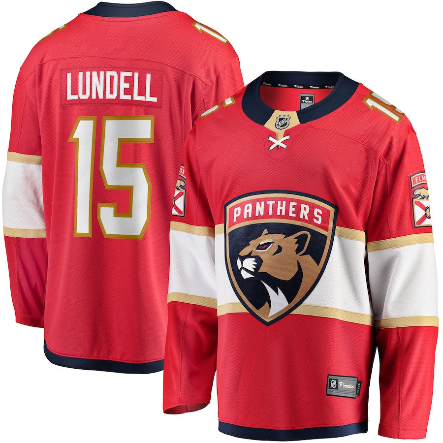 Anton Lundell 15 Florida Panthers 2025 Breakaway Player Men Jersey - Red