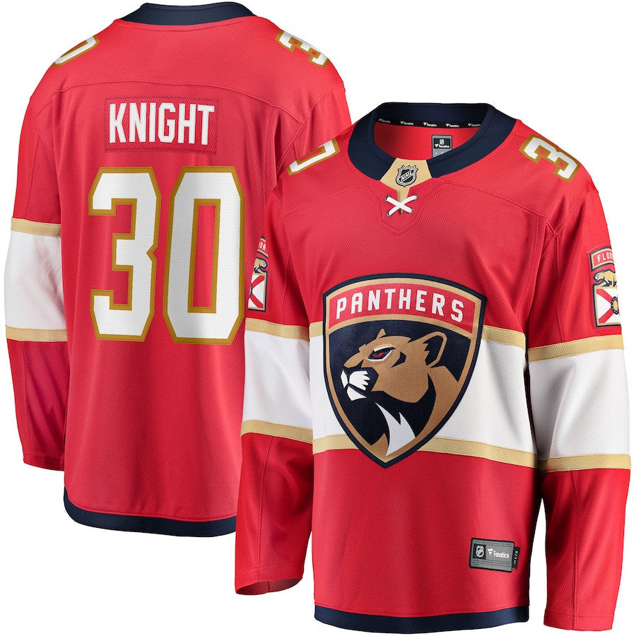 Spencer Knight 30 Florida Panthers 2025 Breakaway Player Men Jersey - Red