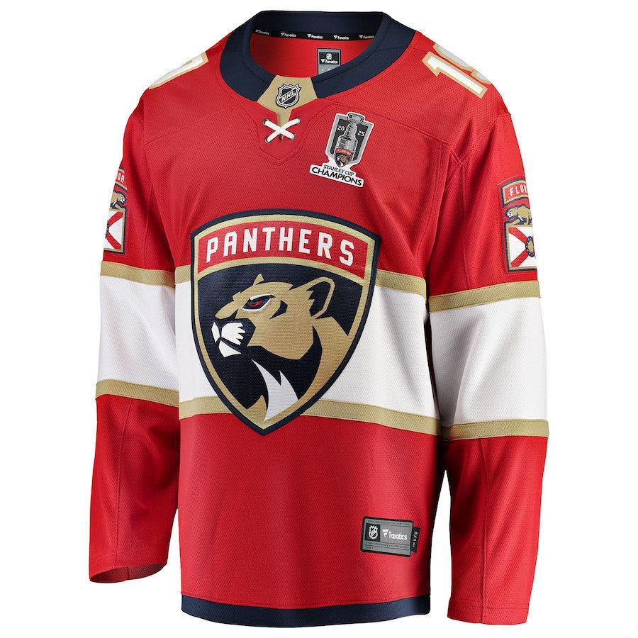 Matthew Tkachuk 19 Florida Panthers Home 2025 Stanley Cup Champions Patched Jersey - Red