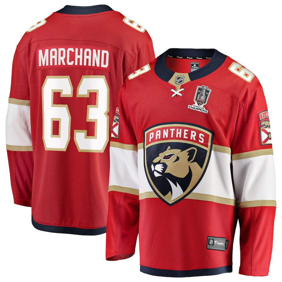 Brad Marchand 63 Florida Panthers 2025 Stanley Cup Champions Breakaway Jersey - Red