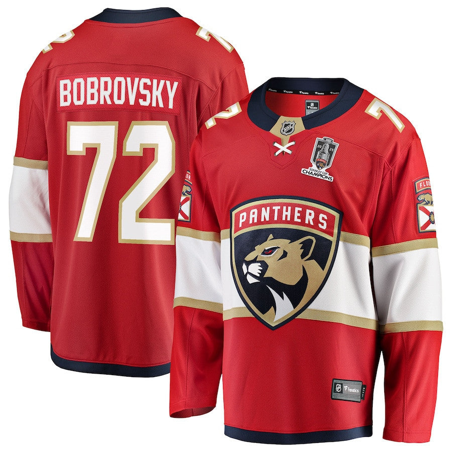 Sergei Bobrovsky 72 Florida Panthers Home 2025 Stanley Cup Champions Premium Patched Jersey - Red