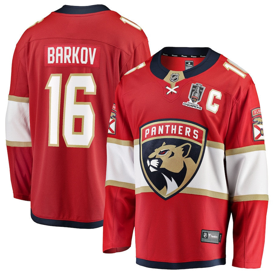 Aleksander Barkov 16 Florida Panthers Home 2025 Stanley Cup Champions Premium Patched Jersey - Red