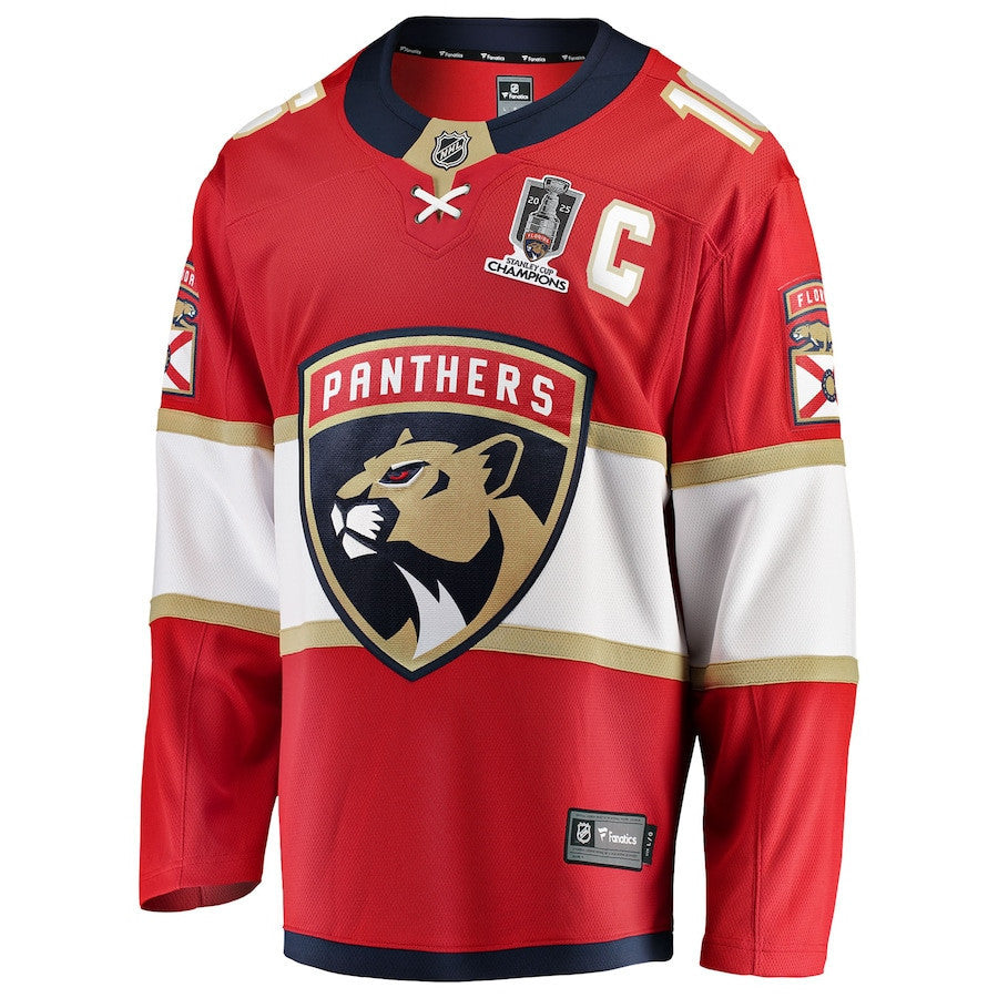 Aleksander Barkov 16 Florida Panthers Home 2025 Stanley Cup Champions Premium Patched Jersey - Red