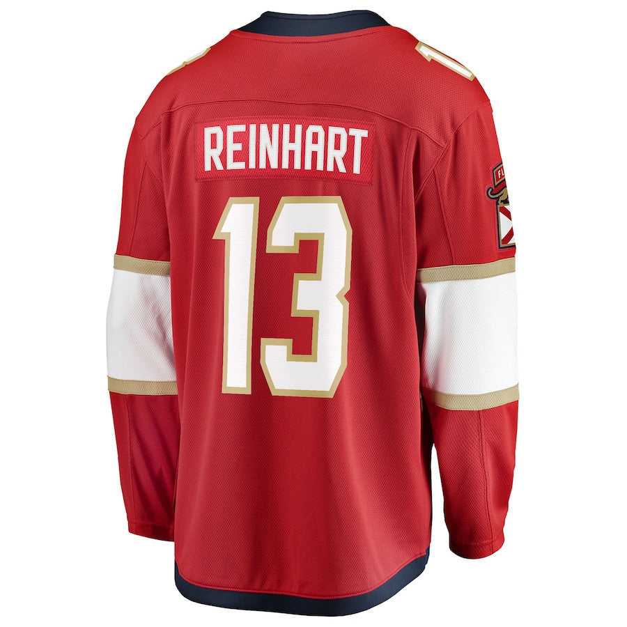 Sam Reinhart 13 Florida Panthers Home 2025 Stanley Cup Champions Premium Patched Jersey - Red