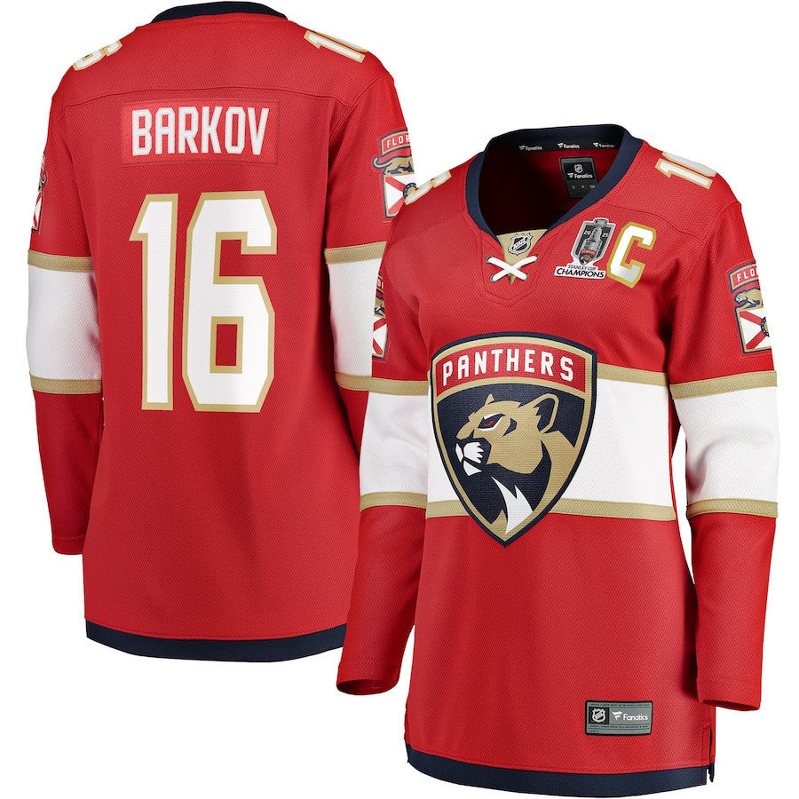 Aleksander Barkov 16 Florida Panthers Women's 2025 Stanley Cup Champions Breakaway Jersey - Red