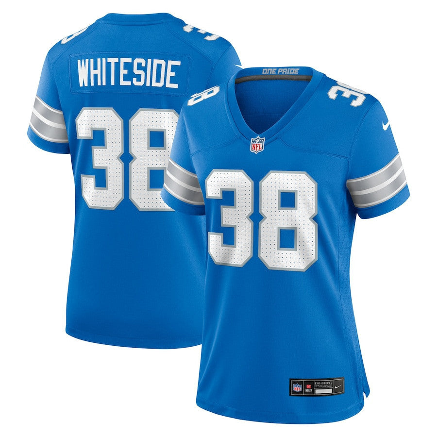Nick Whiteside 38 Detroit Lions Women's Team Game Jersey - Blue
