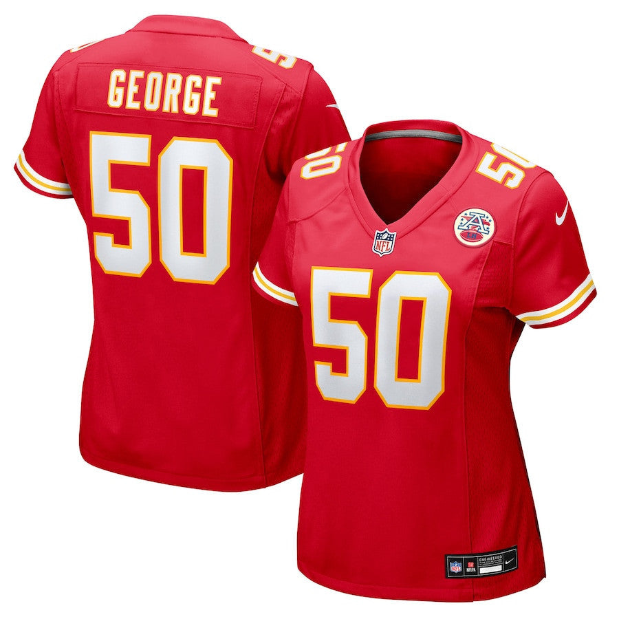 Brandon George 50 Kansas City Chiefs Women's Team Game Jersey - Red