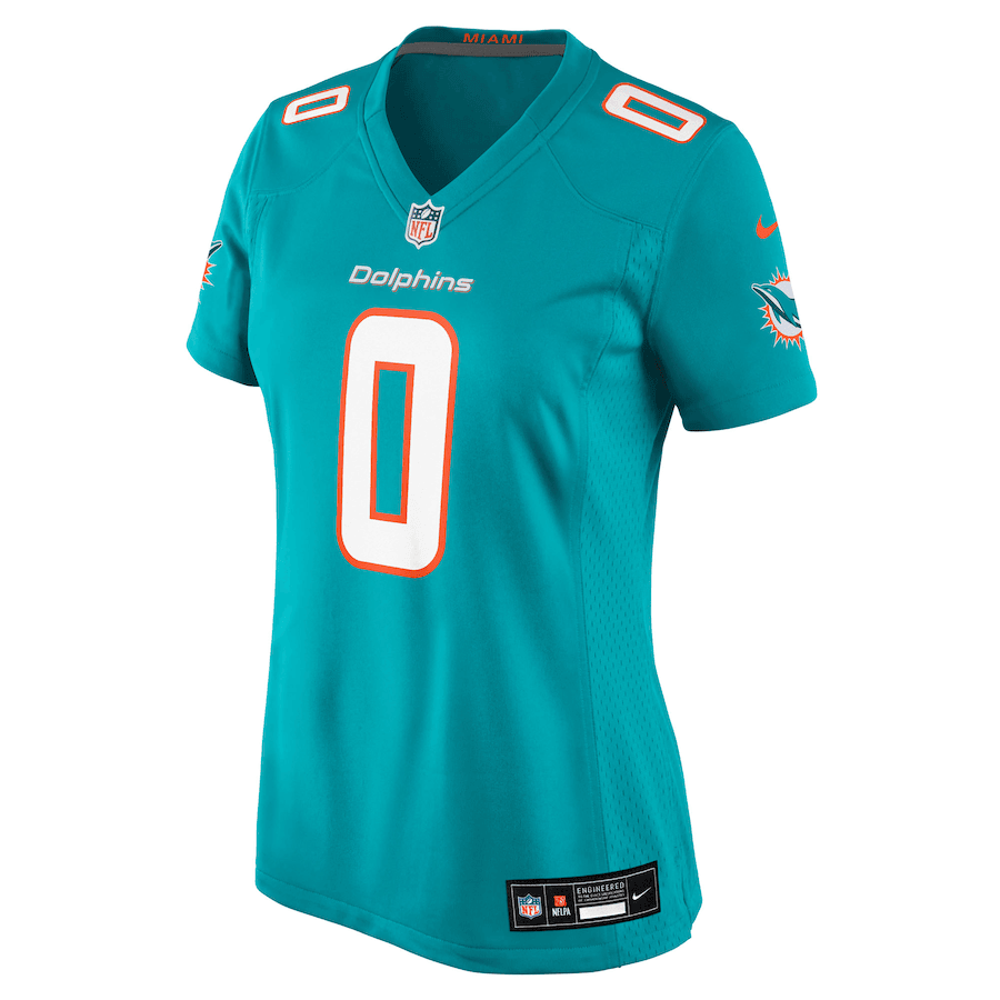 Zach Wilson 0 Miami Dolphins Women's Team Game Jersey - Aqua