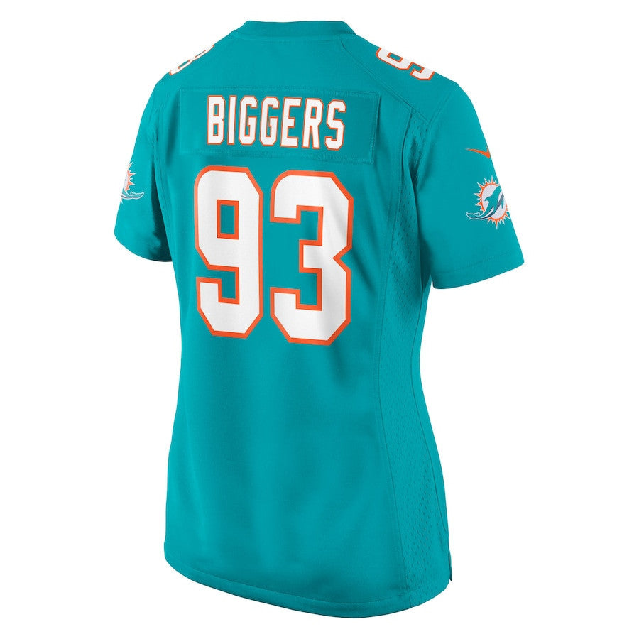 Zeek Biggers 93 Miami Dolphins Women's Team Game Jersey - Aqua