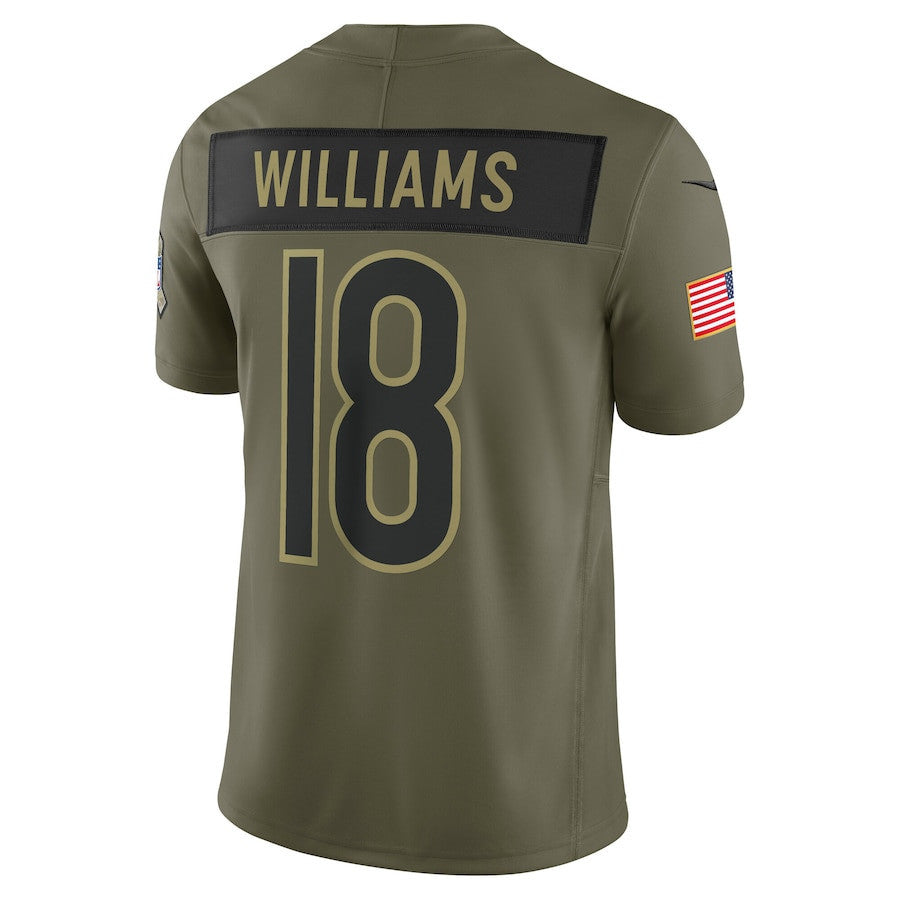 Caleb Williams 18 Chicago Bears 2025 Salute To Service Men Jersey - Olive
