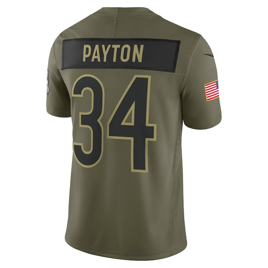 Walter Payton 34 Chicago Bears 2025 Salute To Service Men Jersey - Olive
