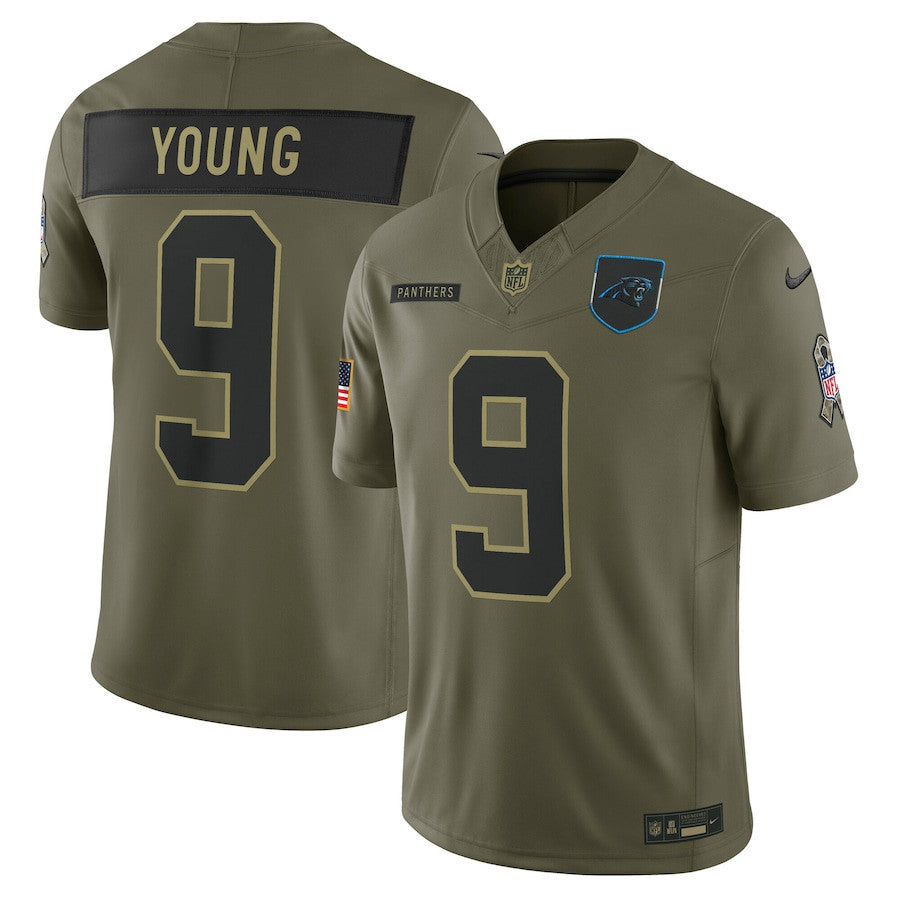 Bryce Young 9 Carolina Panthers 2025 Salute To Service Men Jersey - Olive