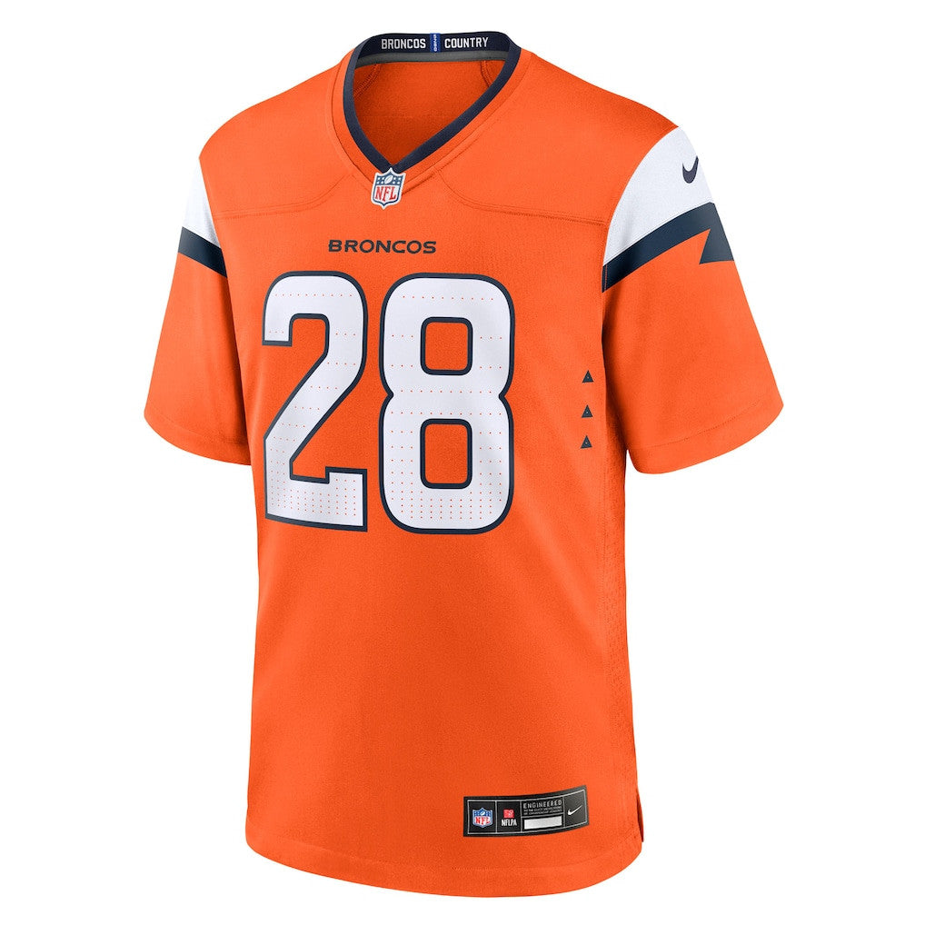 Tyler Badie 28 Denver Broncos Team Game Men Jersey - Orange