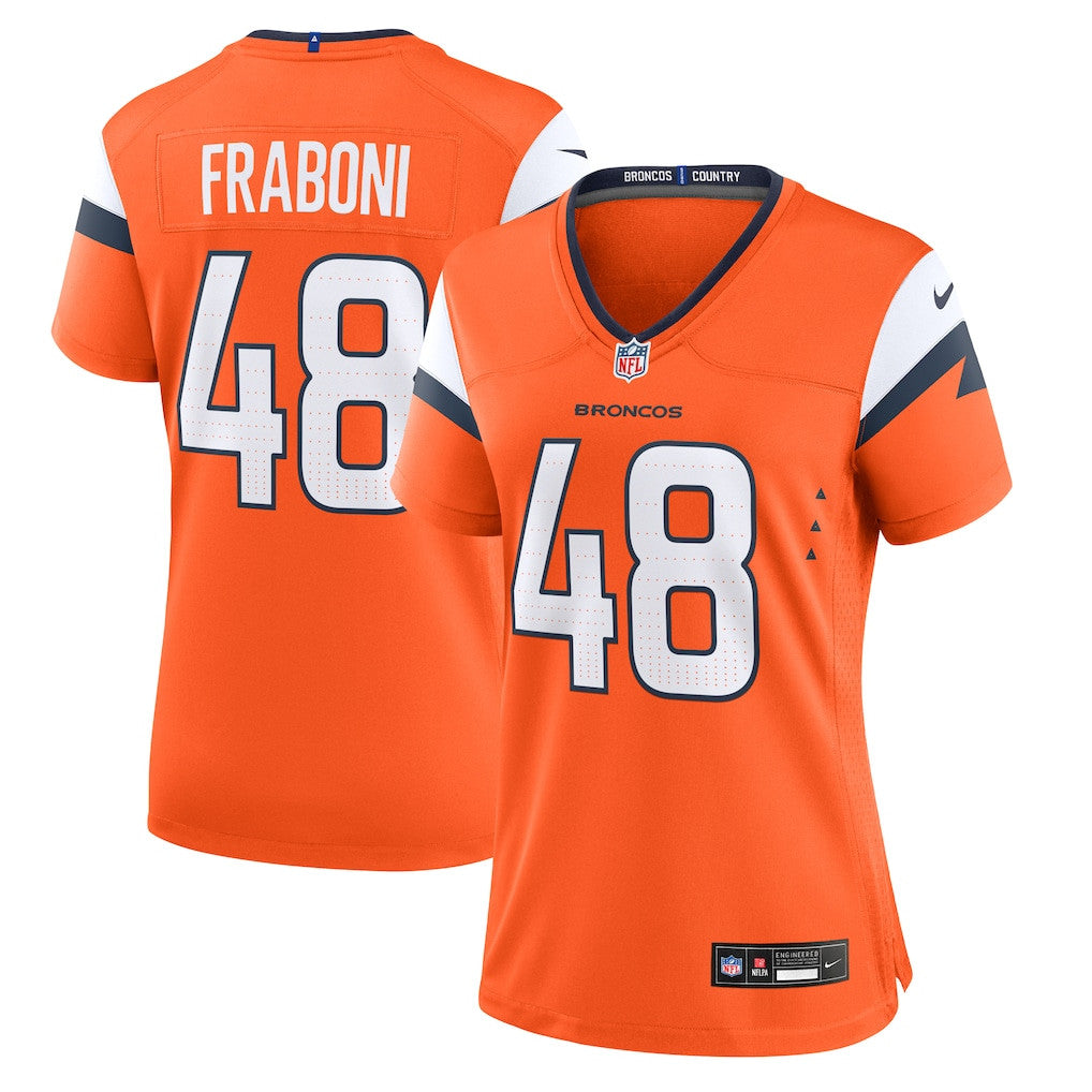 Mitchell Fraboni 48 Denver Broncos Women's Team Game Jersey - Orange