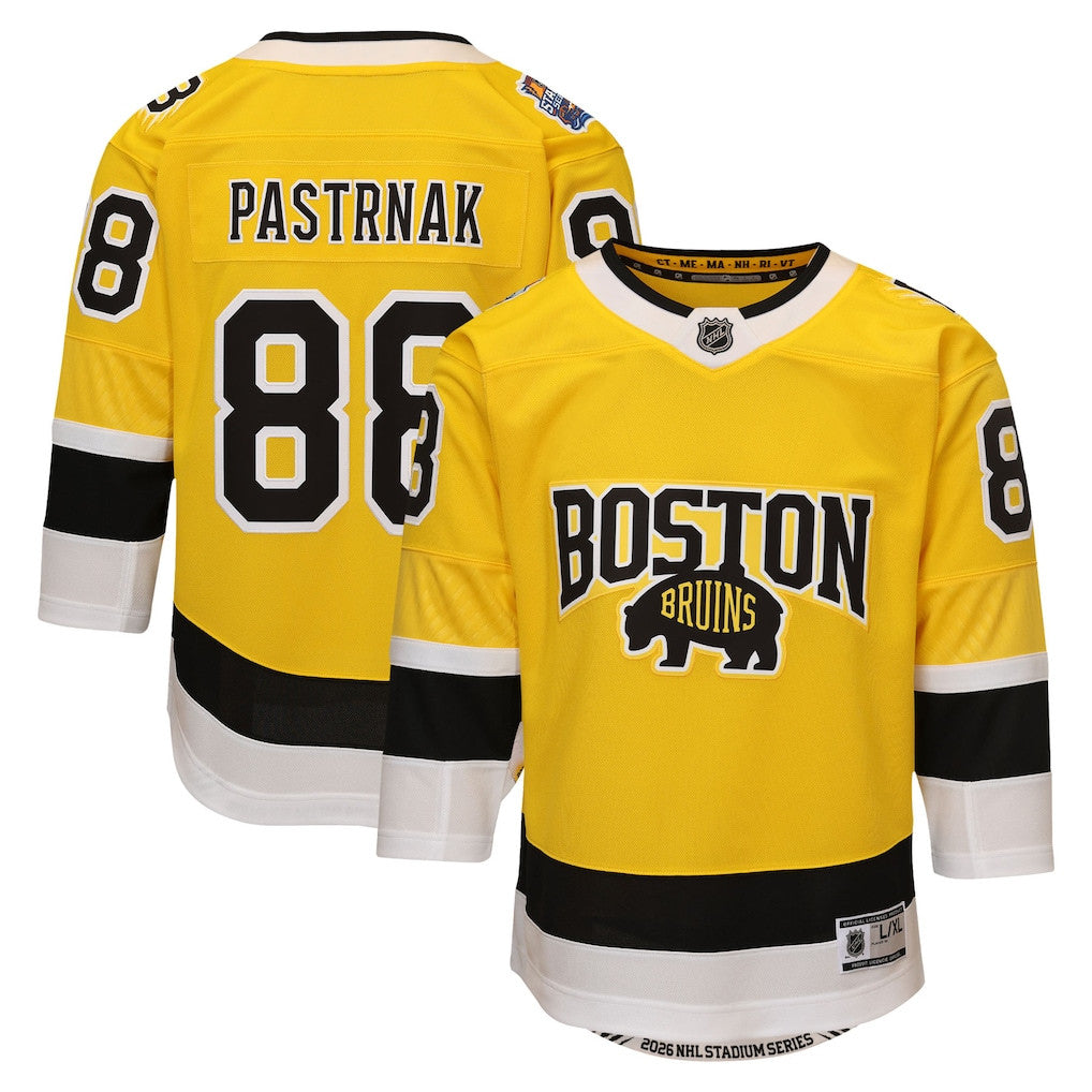 David Pastrnak 88 Boston Bruins 2026 Stadium Series Premier YOUTH Jersey - Gold