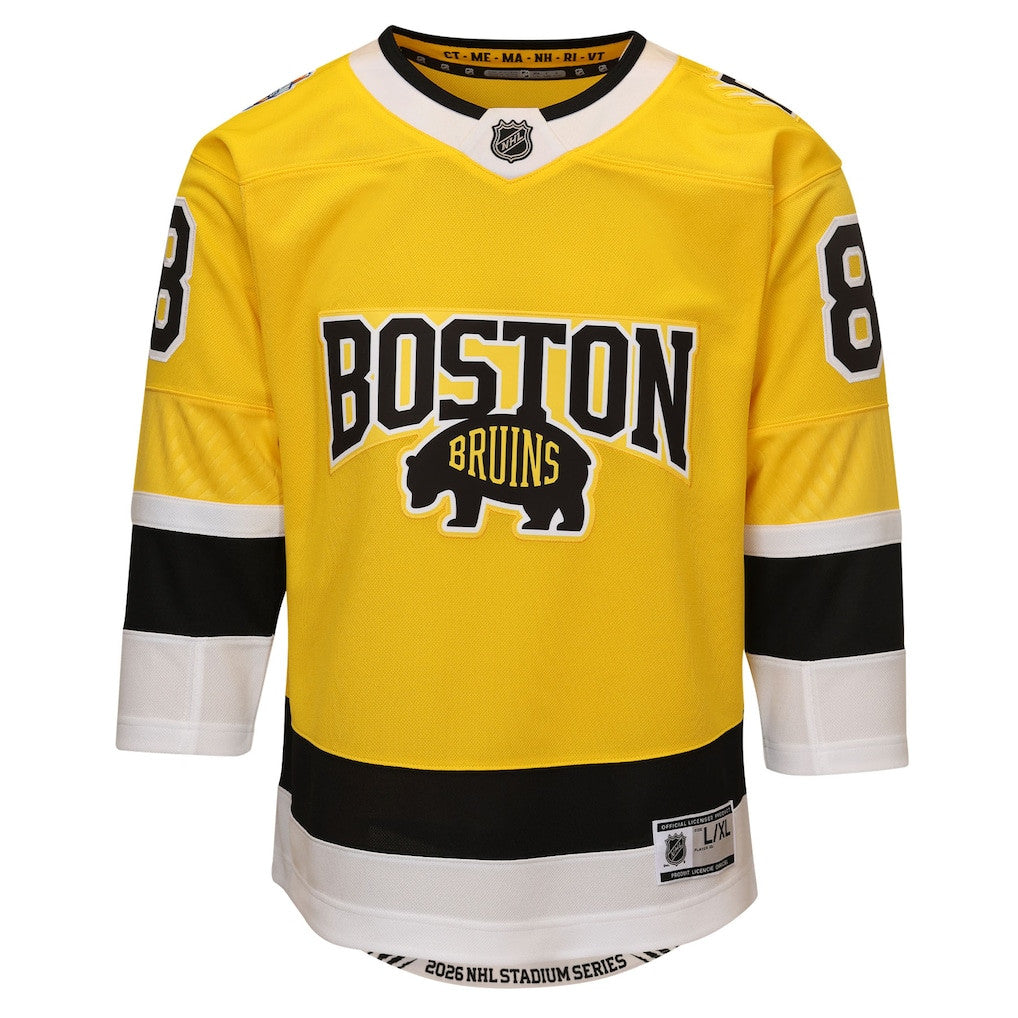 David Pastrnak 88 Boston Bruins 2026 Stadium Series Premier YOUTH Jersey - Gold
