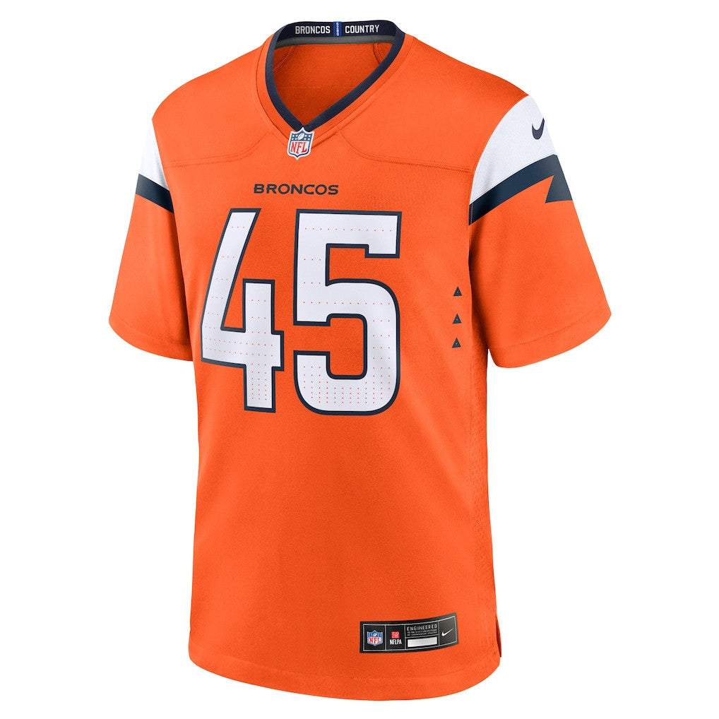 Nate Adkins 45 Denver Broncos 2026 Super Bowl LX - Orange Team Game Jersey