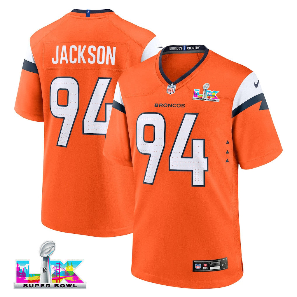 Jordan Jackson 94 Denver Broncos 2026 Super Bowl LX - Orange Team Game Jersey
